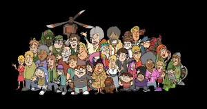 <b class=qtipBold><figcaption>The Cast</figcaption></b><br>A selection of my characters together in one big happy bunch<br><em>© cartoonjack</em> The Cast